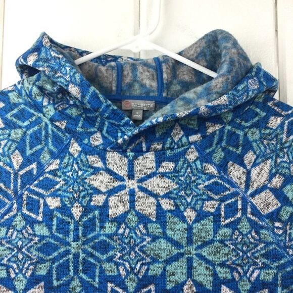 Talbots Snowflake Pullover Blue Snowflake Fleece Hoodie, Size Small - Picture 2 of 10